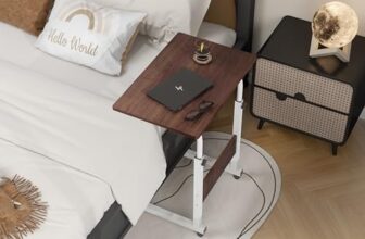 Homeland Design Your Heritage Multi Purpose Laptop Table | Wooden Table with Adjustable Height, Wheels | Brown (60 X 60 X 40 Cm)