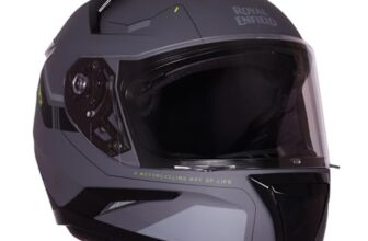 Royal Enfield AIR-X 1901 Full Face Helmet | Certification: ISI & DOT | High Impact Grade ABS Shell |Multipore Ventilation System | Aerodynamic Design with Aggressive Styling | Gray (L) 60 CM