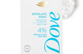 Dove Exfoliate Away Serum Beauty Bar | 4% Refining Serum + AHA | Micro-polishes for silkier skin | Paraben & SLS free | 125g