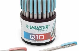 Hauser Q10 0.6mm Ball Pen Tumbler Set | Trendy Durable Plastic Clip with Comfortable Grip | Attractive Solid Grey Body, Low-Viscosity Ink | Blue, Black & Red Ink, Set Of 50 Ball Pens