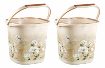 Nayasa Sqr Ring Marble Bathroom Set_Bucket 18 Ltrs 2 Pcs Set_Brown