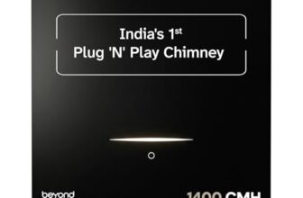 Beyond Appliances Cube Pro Plug N Play Ductless Kitchen Chimney | 1400 CMH| Auto-Clean| 5-Stage Charcoal Activated Filter +4Yr Warranty| 3-way Suction| 15Yr Motor + 2Yr Warranty| 45dB| 60cm| Black