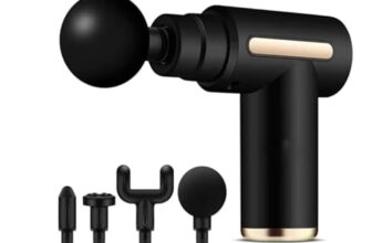 Massage Gun with 4 Attachment Heads, Black, Handheld Percussion Massager