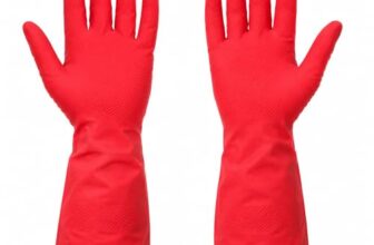 AM Safe-X Rubber Cleaning Gloves for Kitchen & Household 1 Pair|Heavy Duty Reusable Rubber Gloves|Waterproof, Non-Slip Grip, Chemical Resistant Gloves for Dishwashing, Bathroom & Home Cleaning (Red)