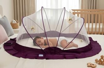 Weird Wolf Foldable Baby Mosquito Net, Bottomless Net for Infants, for Safe & Easy Use | 107 x 74 x 55 cms Mosquito Net for Baby, Toddlers & Infant (0-36 Months), 6 Months Warranty, Purple
