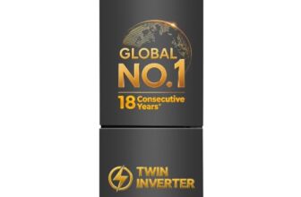 Haier 237 L 2 Star Frost Free Twin Inverter Double Door Bottom Mount Refrigerator with Extra Spacious 2X Veg Box (HEB-242EGBA-P, GE Black, 2026 Model)