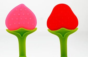 Chanak Baby Silicone Teether, Fruit Teether for Toddlers,100% Food Grade Silicone Teether, Non-Toxic & Latex Free Suitable for Kids Above 3 Months, BIS Approved. (Red & Pink)