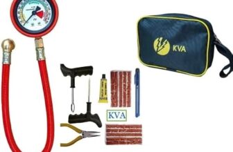 KVA Plus KV-140 Tubeless Tyre Puncture Repair Kit with 150PSI Pressure Gauge Tubeless Tyre Puncture Repair Kit