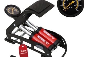 Lyrovo 160 PSI Double Cylinder Portable Foot Pump Air Tyre Inflator for car Bike and Cycle, Red