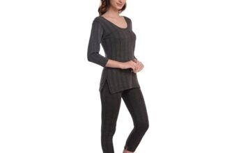 INNER Comfort Women’s Thermal Wear Set | Full Sleeve Thermal Top & Full Length Bottom | Soft Stretch Winter Base Layer | Warm Thermals for Women | Winter Innerwear Combo (Charcole, S)