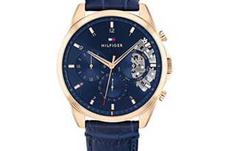 Tommy Hilfiger Mens 44 Baker Blue Dial Faux Leather Analogue Watch – TH1710451W