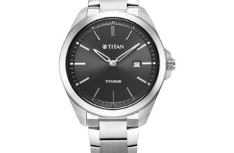 Titan Titanium Quartz Analog Black Dial Titanium Strap Watch for Men-90177TM03