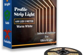 fizzytech 5M Warm White LED Strip Light – 120 LEDs/Meter, 600 LEDs Total, High Brightness Decorative Lighting for Home & Room Décor (Warm White-600 LED 5 Meter Strip Lights)