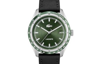 Lacoste Everett Qtz Basic Calendar Green Round Dial Men’s Watch|Black Leather Material|Black Color Band – 2011292