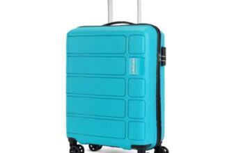 Kamiliant by American Tourister Small Harrier Edge 8W 56 Cms Cabin (PP) Hard Sided 8 Wheels Spinner Luggage/Suitcase/Trolley Bag (Coral Blue) (Double Wheel)