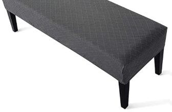 Street27® High Stretch Jacquard Dining Bench Cover Elastic Chair Covers – Anti-Dust Removable Bench Slipcover Washable Bench Seat Protector Cushion Cover for Living Room, Bedroom, Kitchen – Dark Grey
