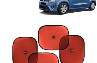KINGSWAY Car Window Curtain Sticky Sun Shades Compatible with Maruti Suzuki Wagon R, (Year 2019 Onwards), Universal Fit Sunshades for Side Window, Rear Window, Red Color, 4 Pieces