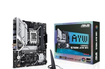 ASUS B760M-AYW WiFi, an Intel B760 LGA 1700 mATX Motherboard with PCIe 4.0, Two PCIe 4.0 M.2 Slots, DDR5, Realtek 2.5Gb Ethernet, WiFi 6, HDMI, SATA 6 Gbps, Front USB 3.2 Gen 1, Aura Sync