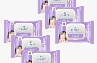 Claret Gentle Makeup Removal Wet Wipes – 25 Count Pack | pH Balanced Alcohol-Free Wipes | Soft on Skin, Removes Stubborn Makeup | For All Skin Types | 100% Vegan & Paraben-Free (Pack Of 6)