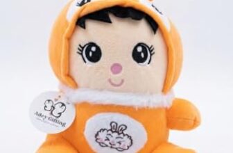 Adey Gifting Cute Baby Girl Soft Toy 30 cm Plush Doll for Kids & Toddlers | Adorable Huggable Stuffed Toy for Girls | Birthday Return Gift, Nursery Decor, Bedtime Cuddling & Travel Companion (Orange)