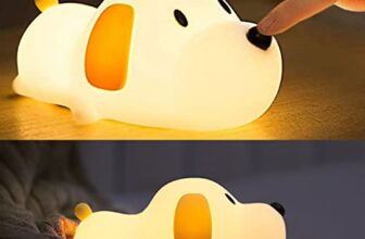 HAPPYBAG Kids Night Light,Cute Soft Silicone Dog Lamp Dimmable Nursery Portable Puppy Kawaii Lamps,Bedside Lamp For Baby And Toddler,Boy Girls, White