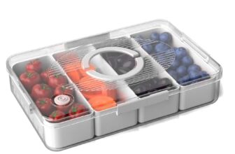 Lifelong Fridge Storage Box With 4 Removable Containers | Multipurpose Organizer For Fruits, Vegetables, Snacks | Airtight Transparent Container With Lid For Kitchen Storage And Refrigerator Shelf Use