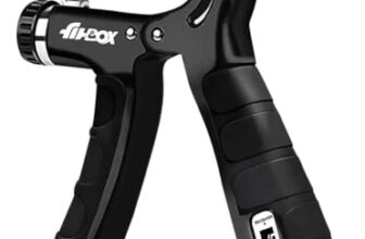 FitBox Sports Adjustable Hand Grip (5kg – 60kg) Strengthener with Counter for Men & Women for Gym Workout Hand Exercise Equipment to Use in Home for Forearm Exercise (Black) Stainless Steel Spring