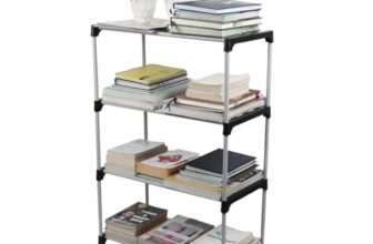 4 Tier Book Self Portable Book Shelf, Kids Books Racks for Home Plastic, Bookshelf for Home, Book Shelves, Stand, Organizer, Book Rack for Study Room/Library/Bedroom-(4-Shelf) (4 layer without Fabric)