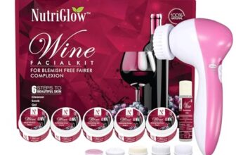 NutriGlow Wine Facial Kit for Women for Glowing Skin, 6-Pieces Skin Care Set with Deep Cleanser, Scrub, Nourishing Gel, Tan Removal, Mask Pack and Serum, 250gm+10ml Free Face Massager