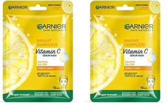 Garnier Skin Naturals, Face Mask, Hydrating, Brightening & Anti-Dark Spots, Bright Complete, 1 pc, 28g (Pack of 2)