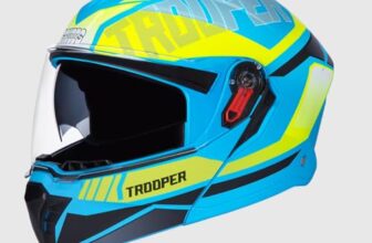STUDDS Trooper DV D1 ISI Certified Matt Finish Flip-up Full Face Helmet for Men and Women Matt Blue N5 L