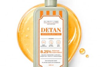 Clarity Labs Detan Brightening Body Wash with 8.25% Active Blend | Kojic Acid, Niacinamide, Alpha Arbutin, Salicylic Acid & Charcoal | Tan Removal, Skin Brightening, Dark Spot, Underarm & Body Pigmentation Wash for Women, Men, Boys, Girls & Teens | Sulphate Free | 400ml