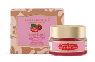 RYLLZ ESSENTIALS Berry Burst Lip Sleeping Mask | with Candillila Wax, Shea Butter, Cocoa Butter, Carnauba Wax, Kojic Acid, Ceramide & Hyaluronic Acid| for Pigmented, Chapped, Dark & Dry Lips | 10 ml