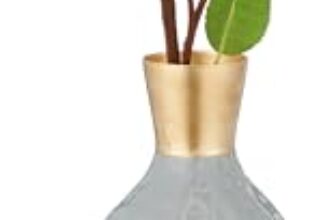 Amazon Brand – Solimo Flower Vase with Rust-Resistant Coating | Stylish and Easy-to-Clean Finish | Compact Design for Modern Décor | Bottle vase – Grey