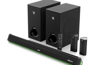GOVO GOSURROUND 999 | 660W,True Dolby Audio, Dual 6.5″ Subwoofers with Dual Satellites,5.2 Surround Soundbar, HDMI ARC, Opt,AUX,USB, Bluetooth,3 Equalizer Modes,LED Display & Remote (Platinum Black)
