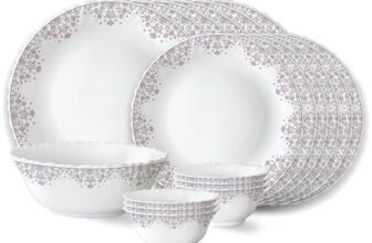 Larah by Borosil Lark Fluted Series Opalware Dinner Set | 19 Pieces for Family of 6 | Microwave & Dishwasher Safe | Bone-Ash Free | Crockery Set for Dining & Gifting | Plates & Bowls | White