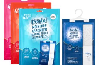 Amazon Brand – Presto! Moisture Absorber Hanging Bag (220g) | Scented | Ocean Breeze, Rose, Citrus | Pack of 3