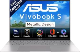 ASUS Vivobook S16 OLED,Smartchoice,Intel Core Ultra 7 255H,16GB RAM,512GB SSD,16″, Win11, Office 2024, M365 Basic(1Y), Cool Silver, 1.7Kg, S3607CA-SH077WS, Intel Arc iGPU,Metallic Design Laptop, AI PC