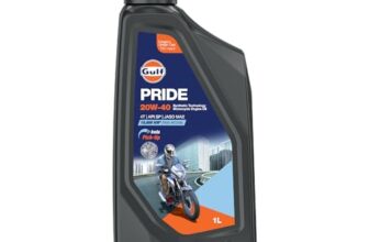 Gulf PRIDE 20W-40 4T API SP, JASO MA2 | 10 K Km Drain Interval | BS6 & earlier | 2 Wheeler Bike 4 Stroke Synthetic Blend Engine Oil [1 L] – Pack of 1