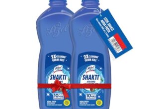 Lizol Shakti 900ml (Pack of 2)- Aqua Fresh Floor Cleaner| 2X Better Cleaning vs Phenyl |Kills 99.9% Germs| Removes Tough Stains| Suitable for All Floor Cleaner Mops