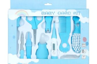 GLUN Baby Grooming Kit, 10 in 1 Portable New Born Baby Grooming Set, Silicone Finger Brush, Hair Brush, Comb, Baby Nail Scissor, Tweezer, Nail Filer, Baby Nail Cutter,Multicolor
