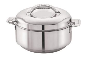 CELLO Stainless Steel Casserole – 2000ml, Silver | Silver Serveware for Kitchen | Casserole with Lid 2L