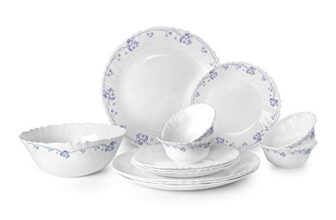 Cello Imperial Dinner Set, 13-Units, White/Dainty Blue