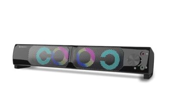 ZEBRONICS Wonder BAR 10, 2.0 USB Computer Speakers, 10 Watts, 2-in-1 Design, USB Powered, RGB Lights, AUX, Volume Control, Headphone/Mic Port, for Laptops & Desktop