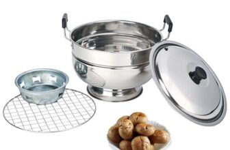 Kuber Industries Stainless Steel Bati Cooker & Gas Tandoor for Home Kitchen | Pizza Maker/Chicken & Paneer Tikka Barbeque Griller | Non-Induction Oven & Litti Maker on Gas | Silver