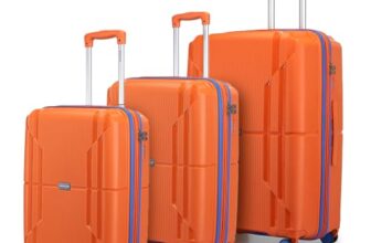 Provogue Lumina Hard-Sided PP Trolley Bag Set of 3 | Expandable Space with 8 Wheels Trolley Bags for Travel |Lightweight with Combination Lock|5 Year Warranty (Burnt Orange)