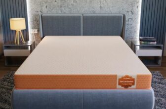SleepyHug AirCell Ortho Spinex Plus 5 inch HR Foam Mattress | 3 Zones Support |5 Years Warranty | Back Pain Relief |Spine Alignment | Queen Bed Size White & Orange (LxWxH -78x60x5 Inch)