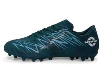 Nivia Encounter Mg 11 Football Stud for Men, Synthetic Leather Upper, Lightweight Insole,High-Shear Strength TPU Outsole (Arabian Green) UK-07