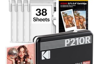 Kodak Mini 2 Retro, Portable Photo Printer + 68 Sheets Bundle, Black