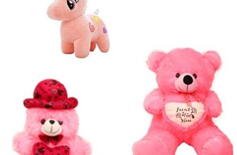 nkl Soft Teddy Bear with Heart Pink 3 feet (90 cm) +1 Feet Cap Teddy 30 Pink + Baby Unicorn Pink 30cm
